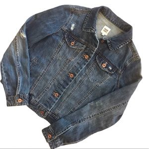 True Craft Factory Distressed Denim Jean Jacket Small